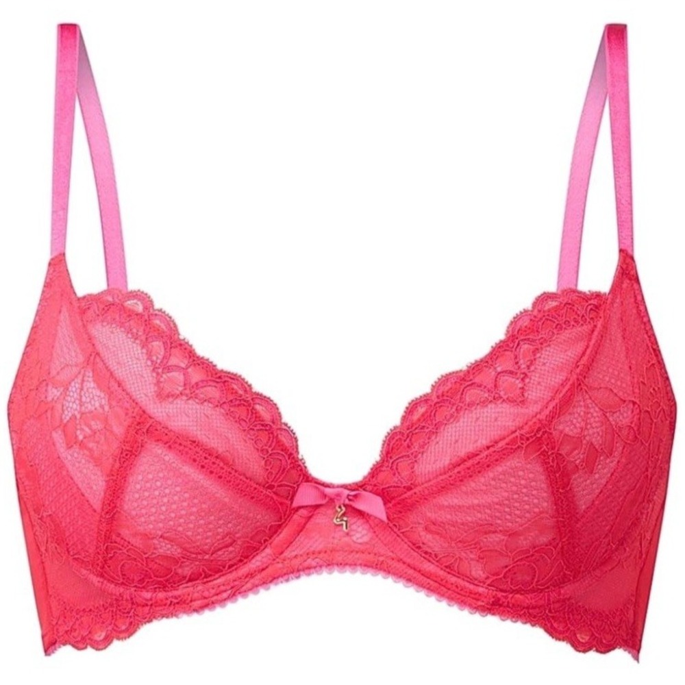 NWT Gossard Women's Superboost Lace Non-Padded Plunge Bra‎ - Rose Red - Size 38C